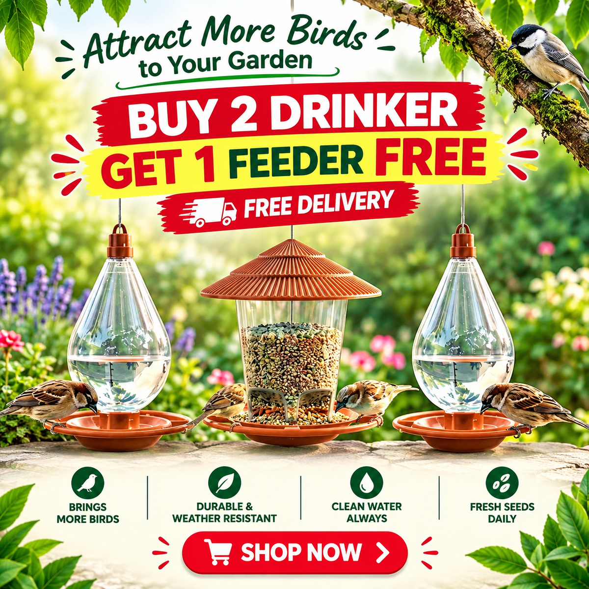 Buy 2 Drinker Get 1 Feeder free