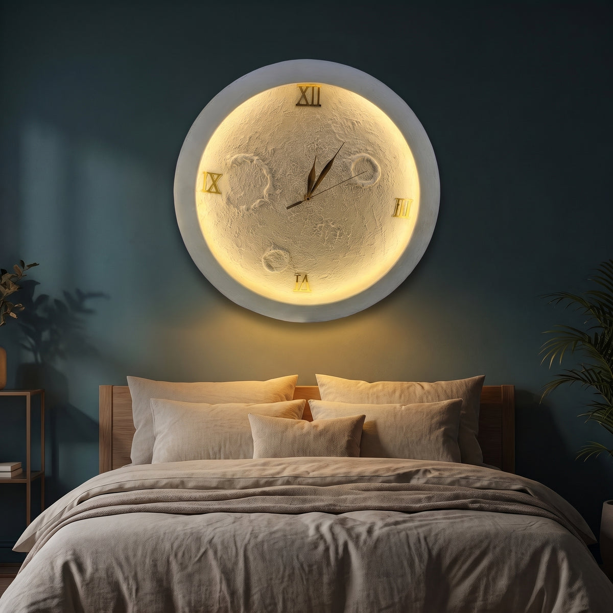 LED Moon Wall Clock