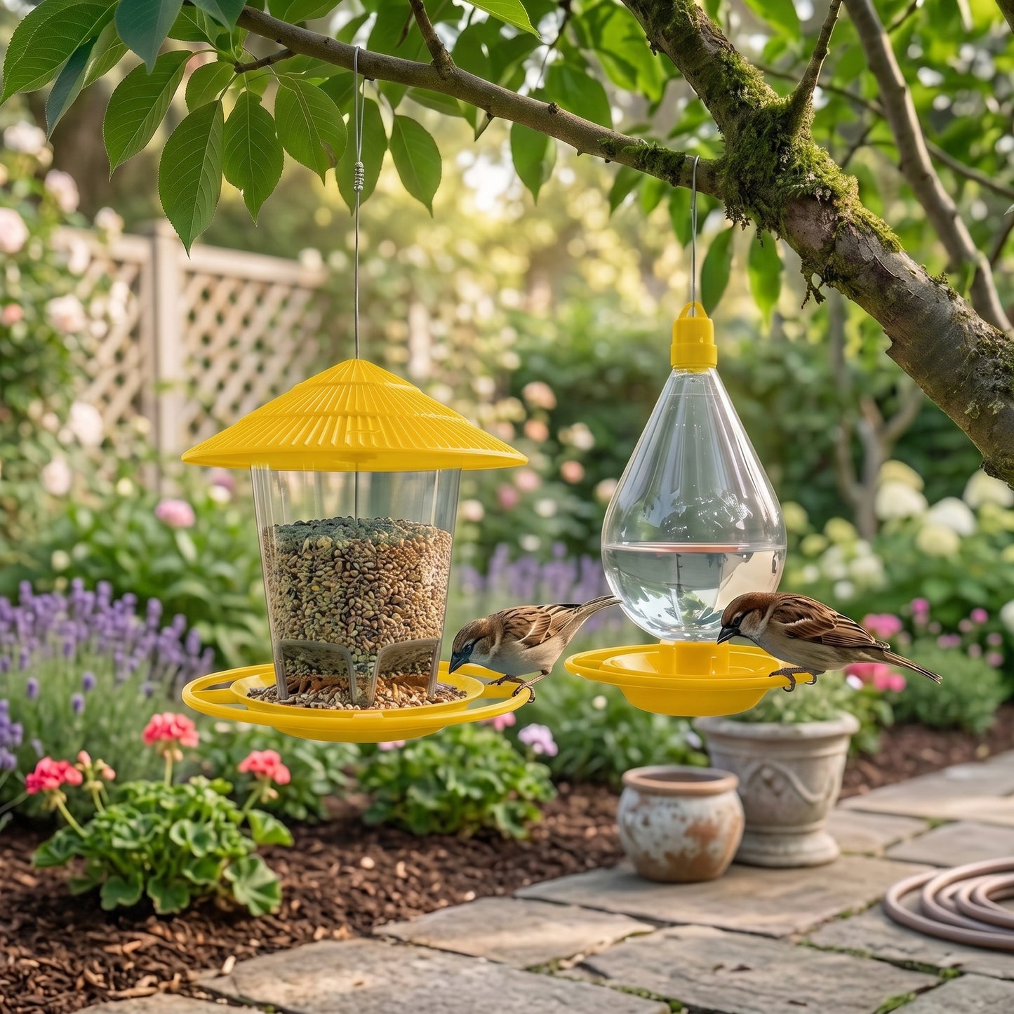 Hanging Bird Feeder and Drinker