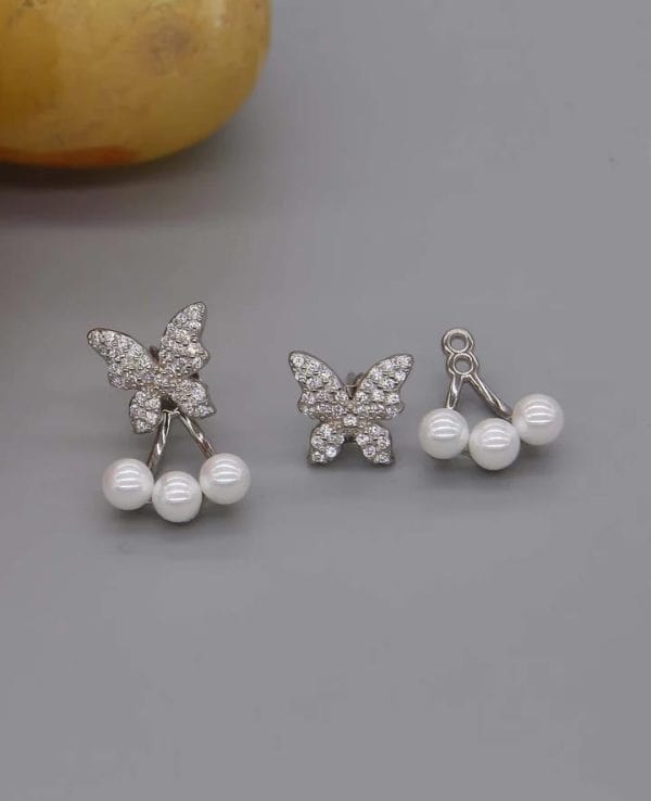 Butterfly Pearl Korean Earrings For Girls - Belladoux