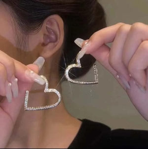 Golden Heart Shape Elegant Zircon Earrings - Belladoux