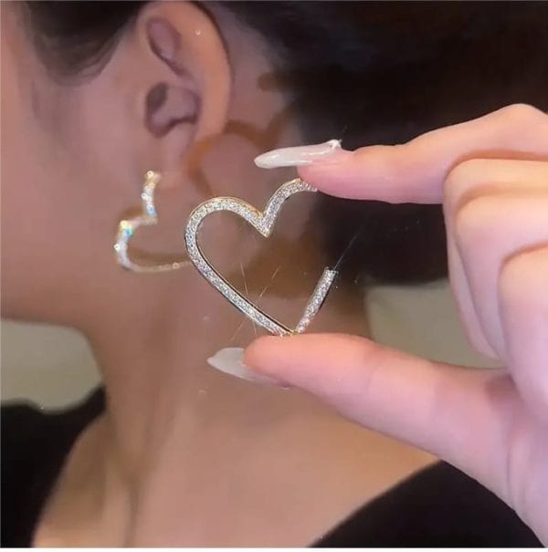 Golden Heart Shape Elegant Zircon Earrings - Belladoux