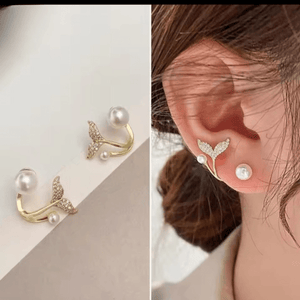 Korean Golden Fishtail Fashion Stud Earrings - Belladoux