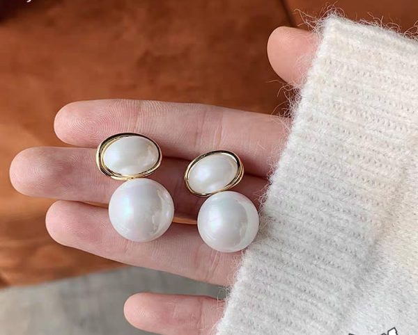 Oval Shape Marble Korean Style Earing