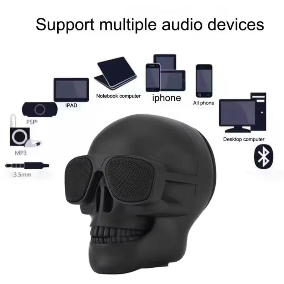 Portable Wireless Bluetooth 5.2 Skull Head Bass Stereo Speaker Skull Speaker - Belledoux