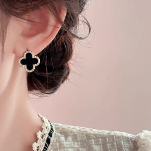 Stainless Steel Flower Zircon Studs Earrings - Belladoux