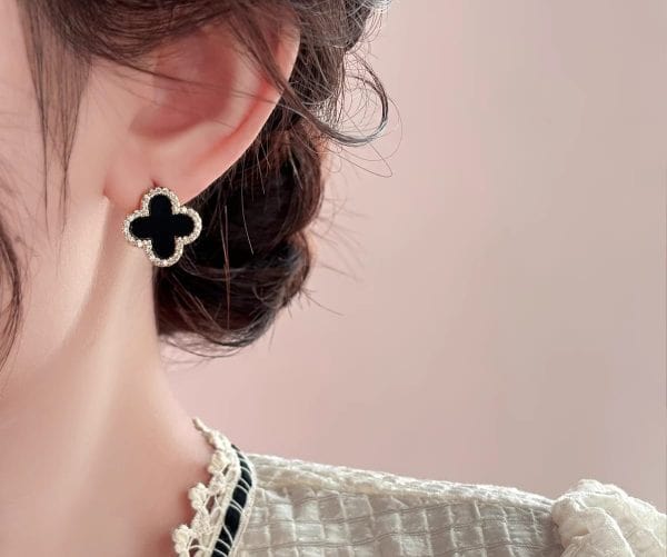Stainless Steel Flower Zircon Studs Earrings - Belladoux